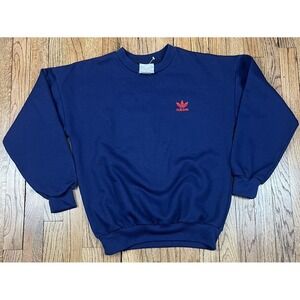 Vintage Adidas 80s Crewneck Sweatshirt Embroidered Trefoil Blue Men's Size Small